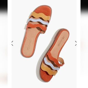 Madewell The Wave Slide Sandal in Colorblock Lizard Embossed Leather size 8